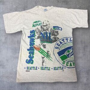 Vintage 90s Salem Sportswear M NFL Seattle Seahawks All Over Print Shirt AOP
